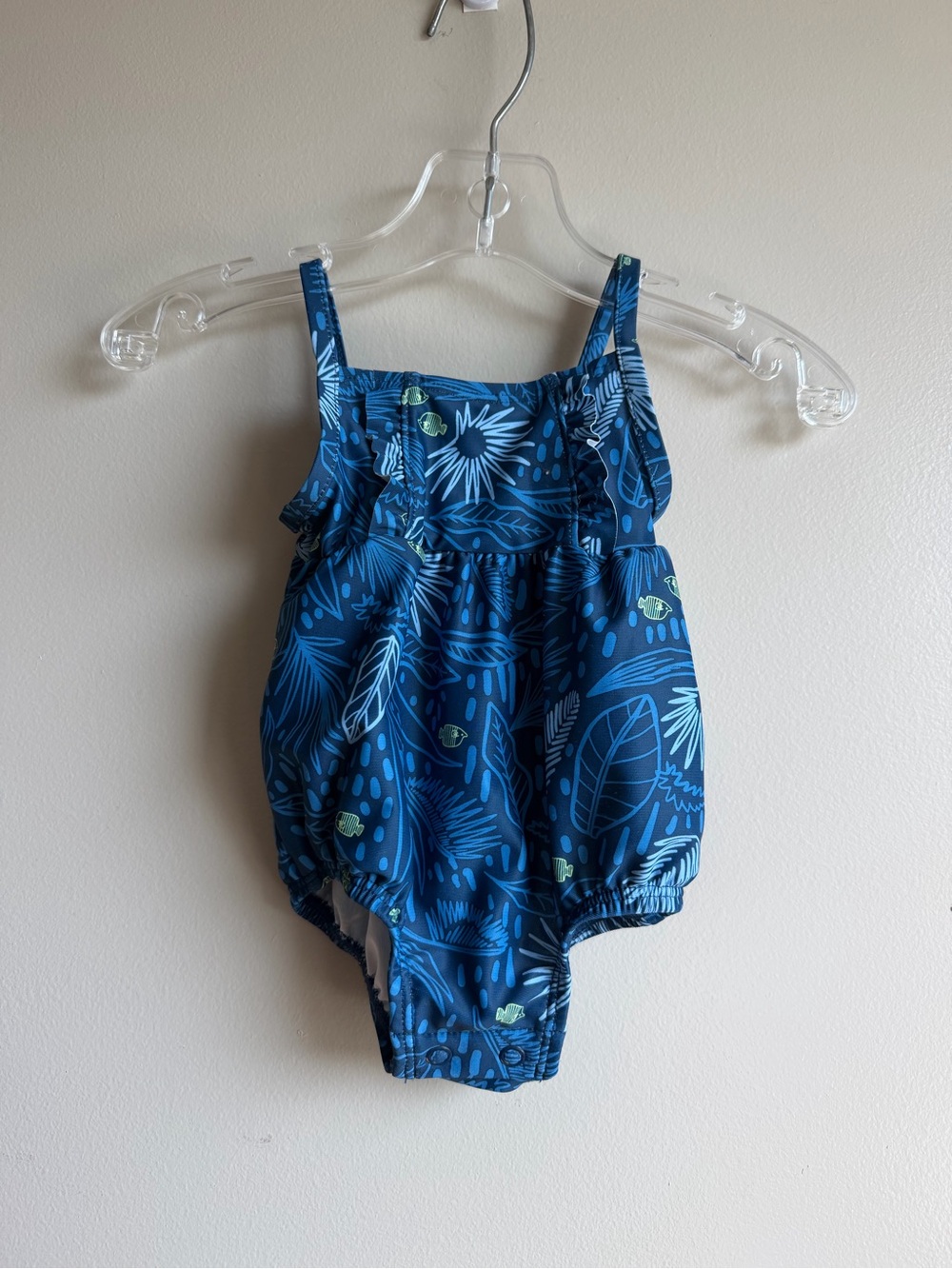 Carter's infant 0-3 Blue Tropical Leaf One-Piece Swimsuit